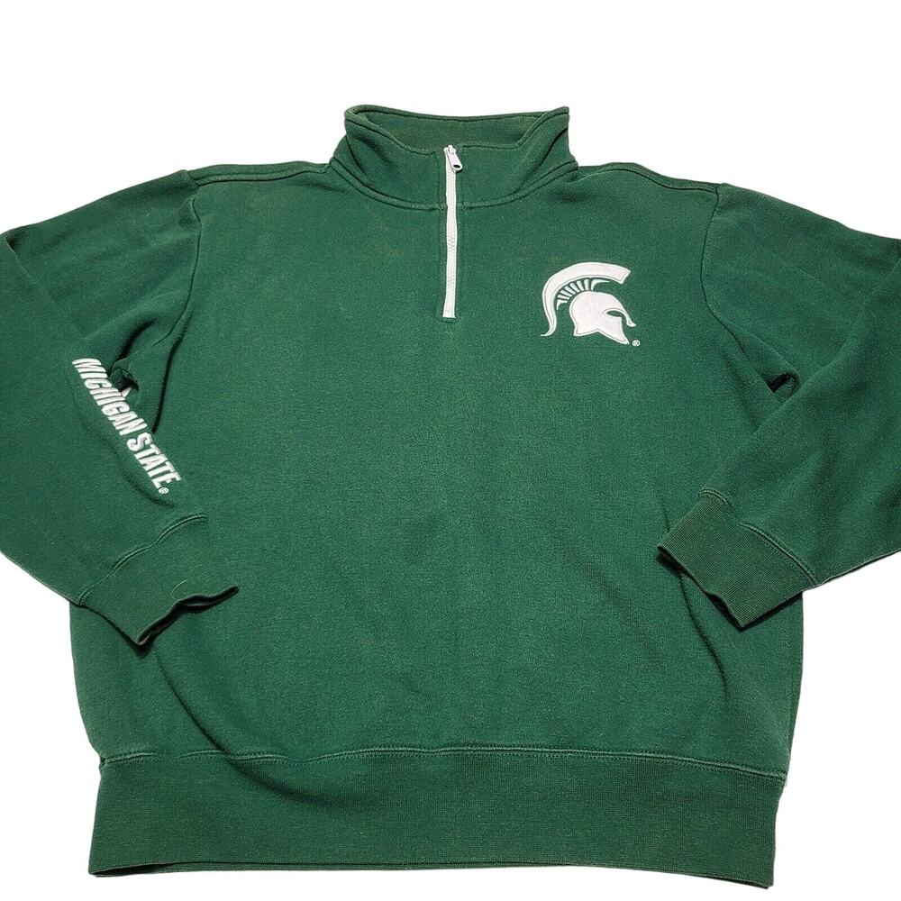 Michigan State Spartans E5 Brand Men's Small Sweatshirt Green 1/4 Zip NCAA